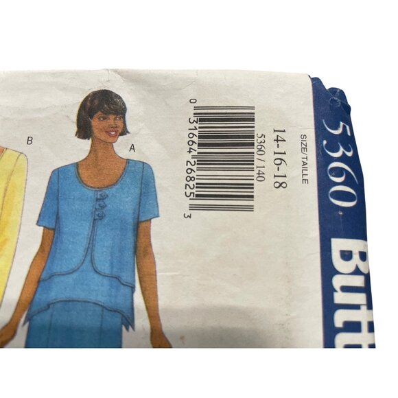 Y2K Butterick Sewing Pattern Size 14-16-18 5360 Petite Top Dress Vintage CUT - Picture 2 of 6
